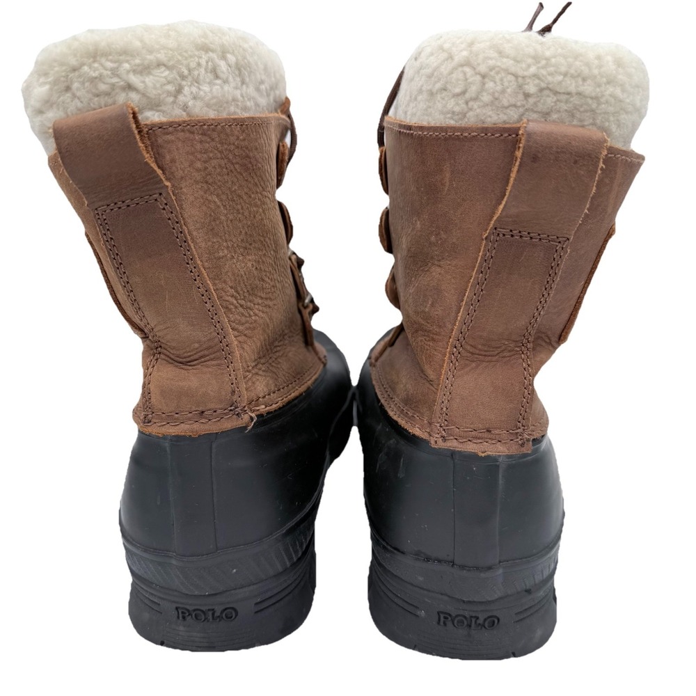 Polo Ralph Lauren Boots Men's 8 Women's 9.5 Landen Shearling Trim Snow Winter - Picture 4 of 8